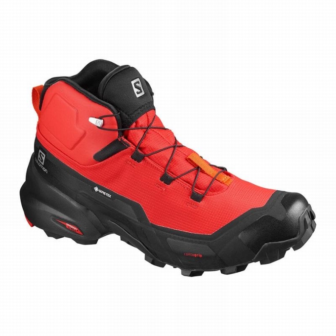 Pánské Turistické Boty Salomon CROSS HIKE MID GORE-TEX Černé Červené Oranžové | CZ-60135QD